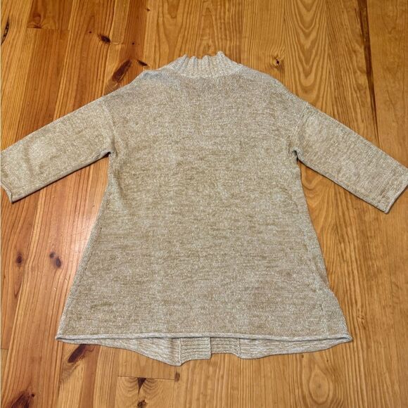 EILEEN FISHER Cardigan Women’s LRG Textured Open Front Neck Cotton Green Beige - Picture 9 of 9